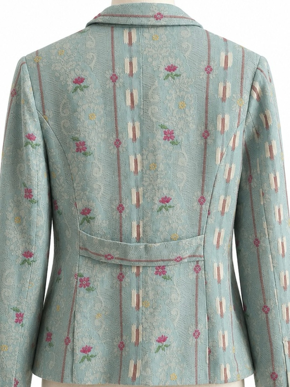 Vintage Sundance Turquoise embroidered Floral-Accented Stripe Blazer L - Picture 2 of 14